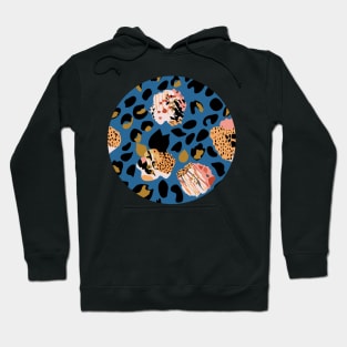 Modern abstract rose and leopard texture blue Hoodie